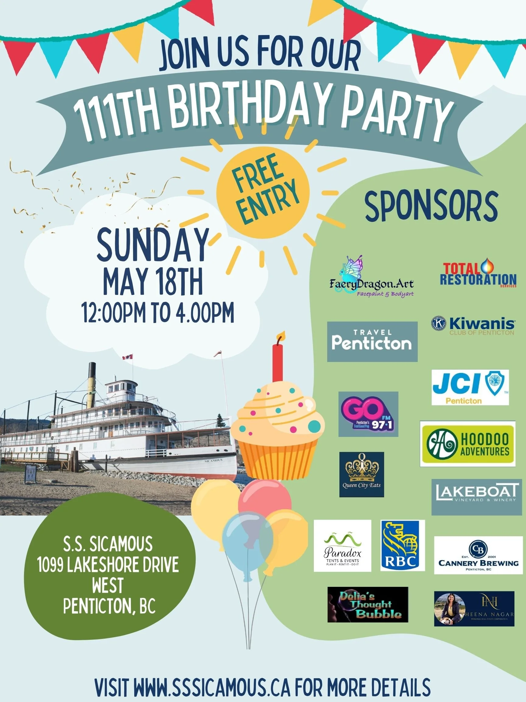 洋楽 THREE MUSKETEERS/ Sykes's Birthday Party 111th Birthday Party ~ Sicamous & Naramata — S.S. Sicamous Marine